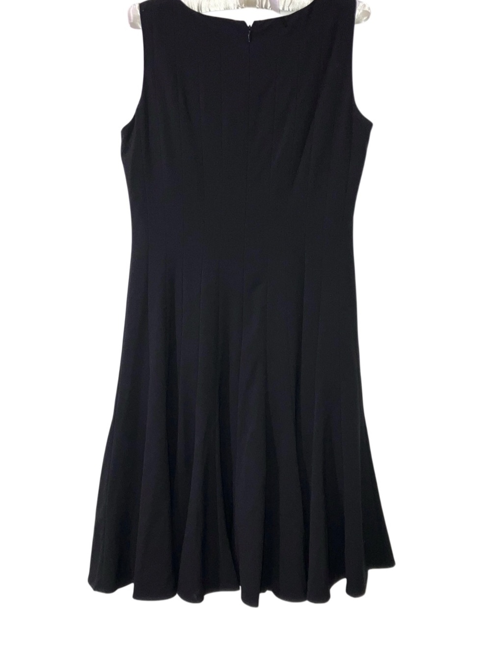 Calvin Klein Black Lined Pleated Dress LBD Little Black Dress Work Career Sz 10 - Picture 5 of 6
